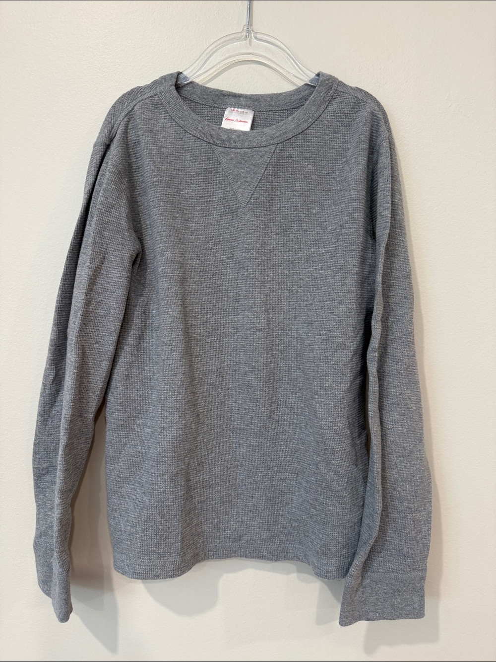 Hanna Andersson Gray Long Sleeve Henley Waffle Thermal Top Tee